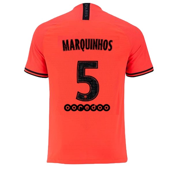 JORDAN Camiseta Paris Saint Germain NO.5 Marquinhos Segunda equipo 2019-20 Naranja
